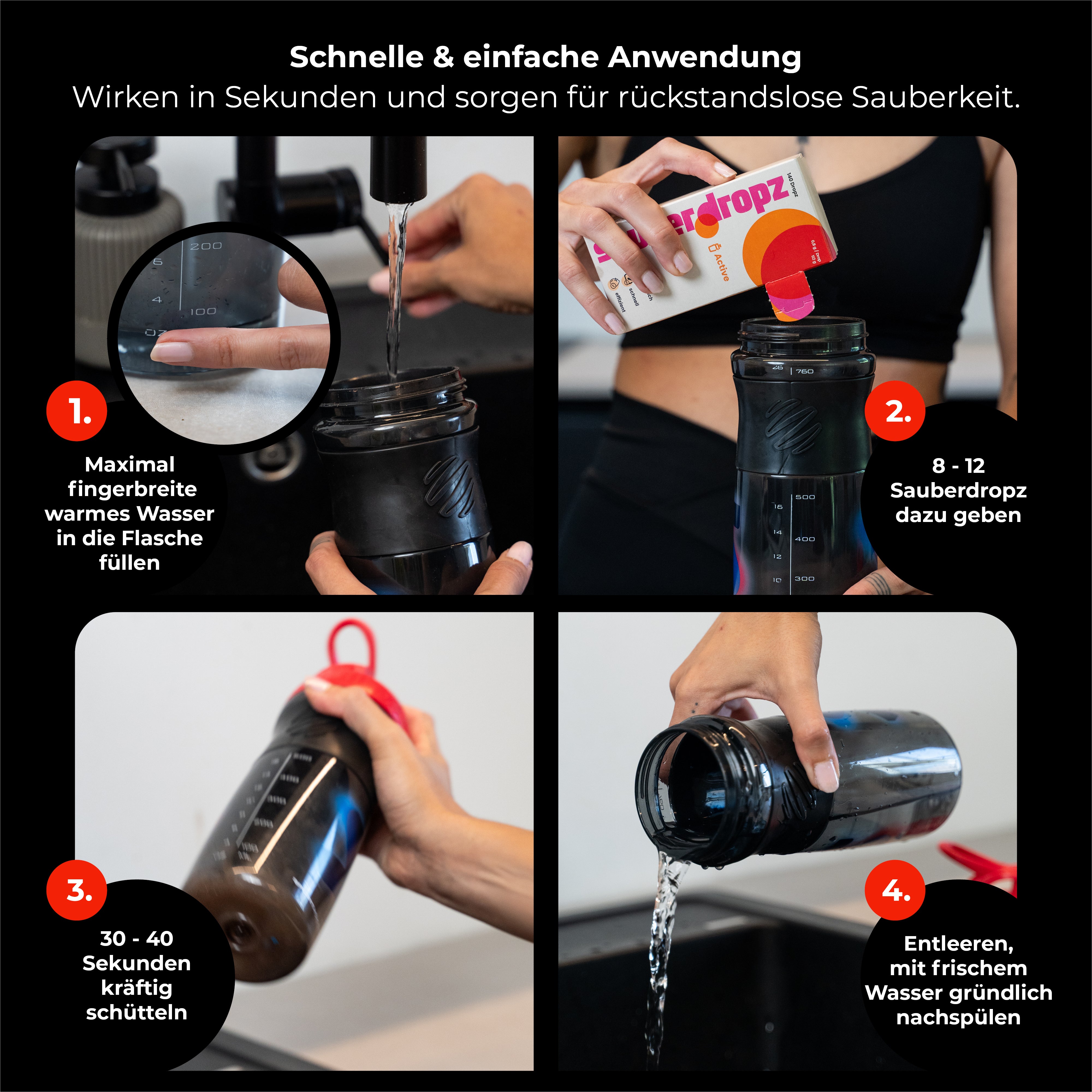 Active – speziell für Kunststoff, Sportflaschen & Shaker