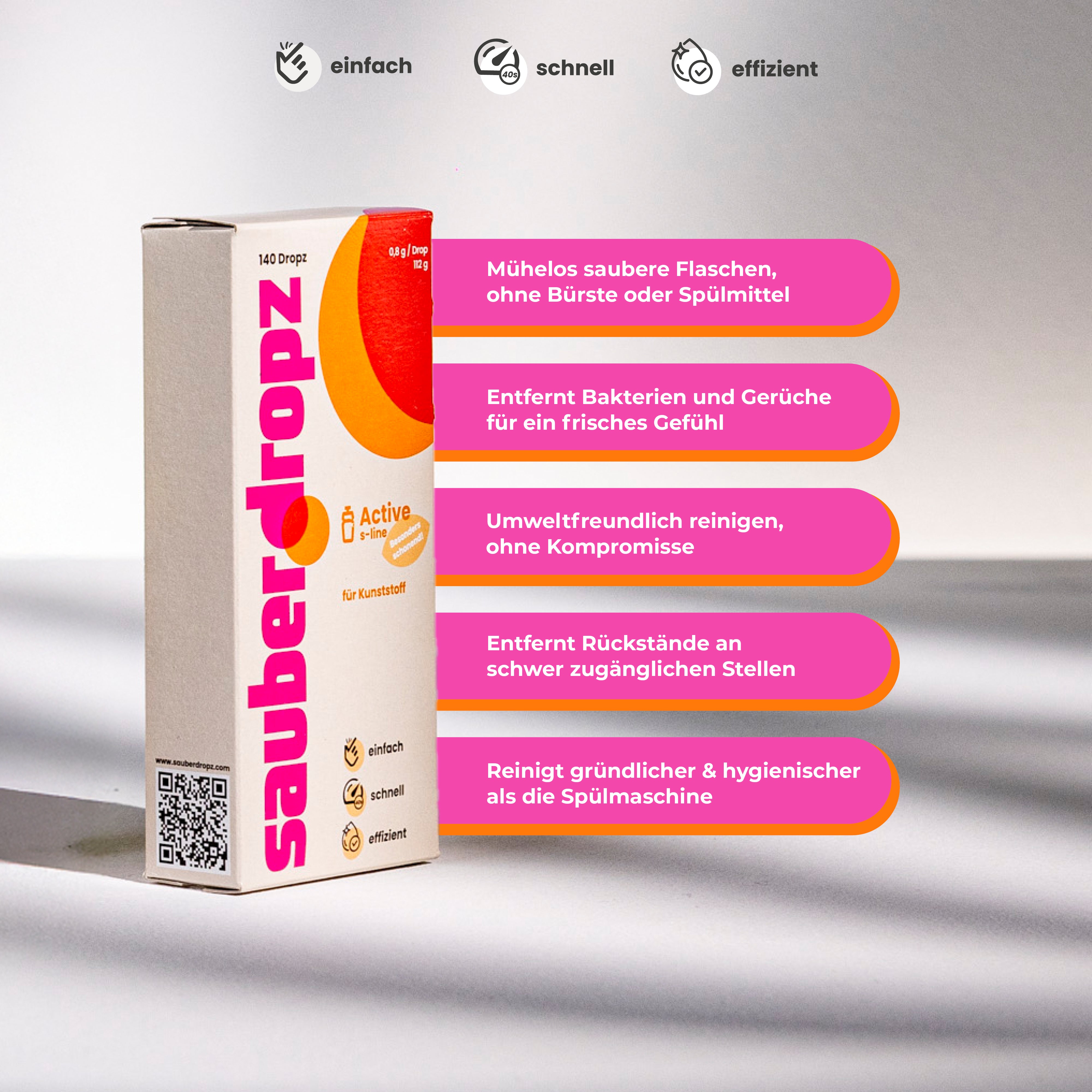 Active – speziell für Kunststoff, Sportflaschen & Shaker