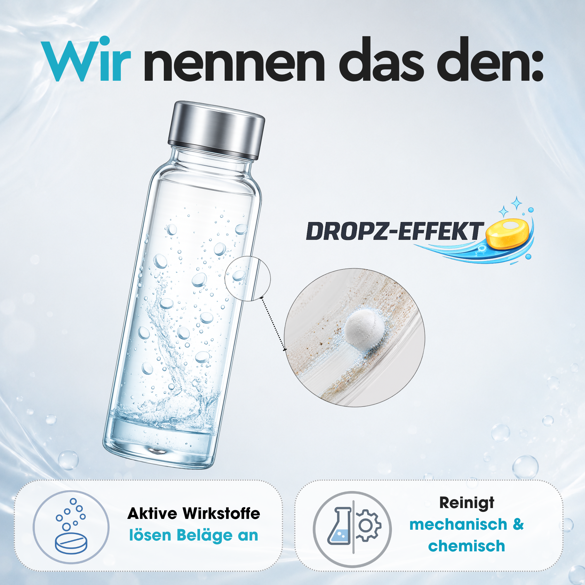 Trinkflaschen-Reinigungstabletten mit 2-fach Effekt